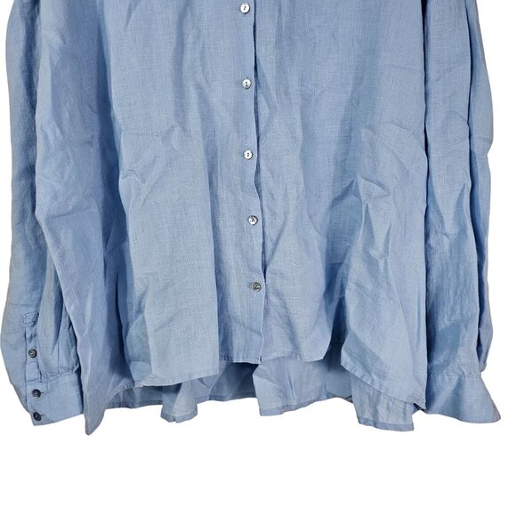 Eileen‎ Fisher Organic Linen Button-Up Shirt L Light Blue Ethical Lagenlook - Picture 5 of 9